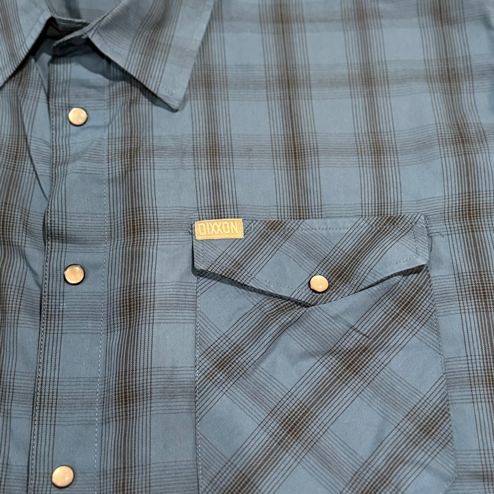 Dixxon Flannel Co 1962 VW Bug Bamboo Short Sleeve Pearl Snap Shirt Mens 4X Blue - Picture 4 of 11